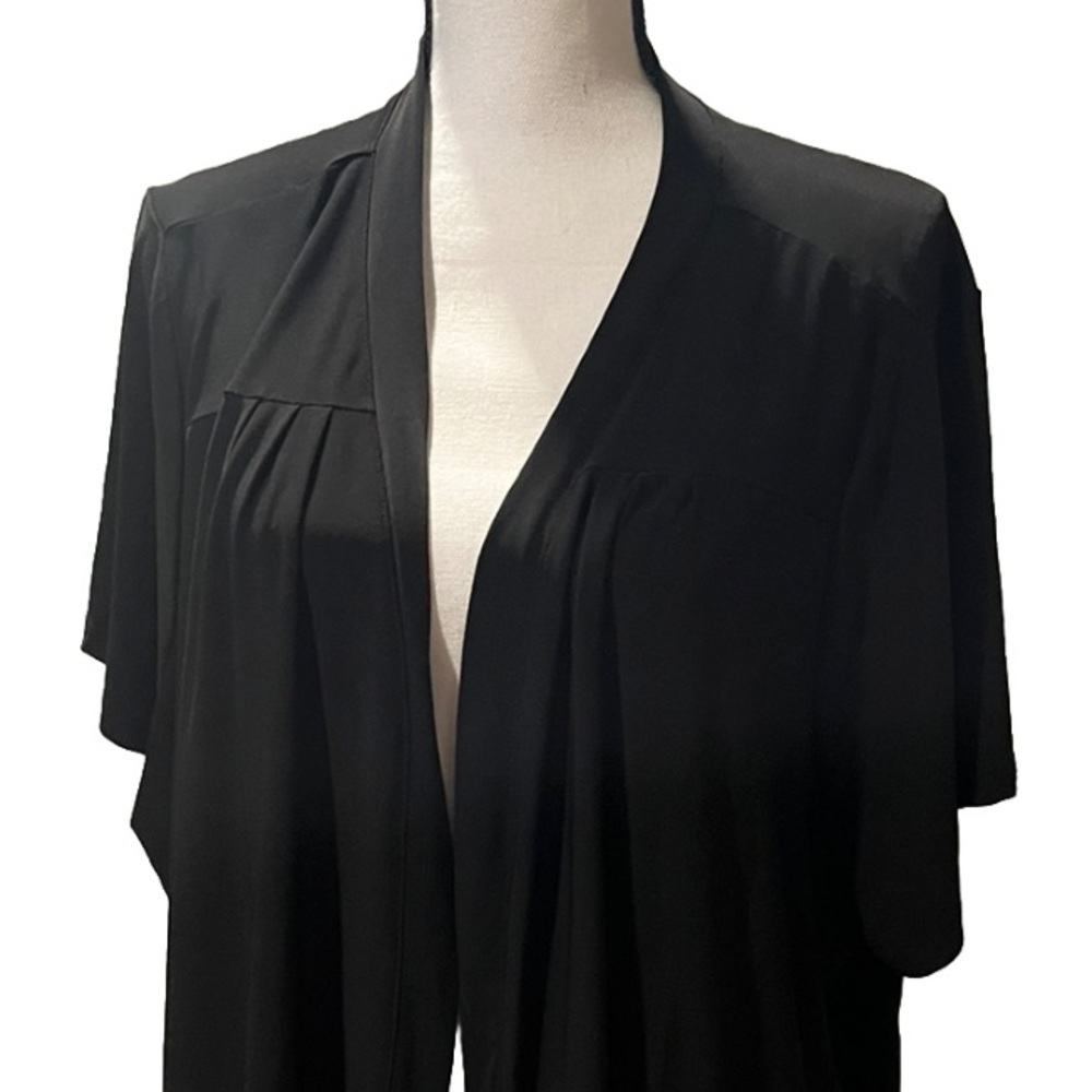 Avenue Black Cardigan 26/28 Plus Size Short Sleeve Flowy LightWeight Comfortable